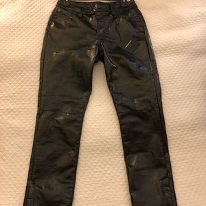 Patent Slim Straight Pants